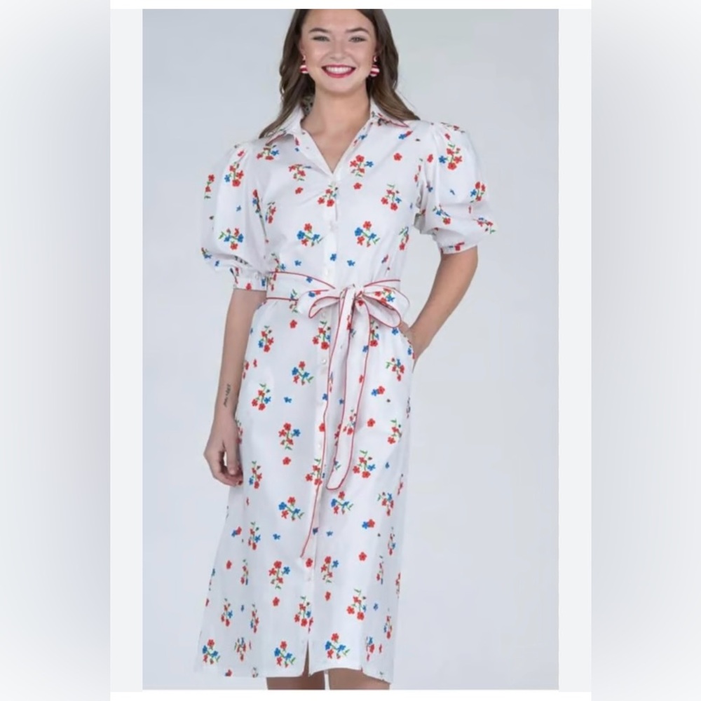 Olivia James Margot White Dress in Hampton Floral Print sz S